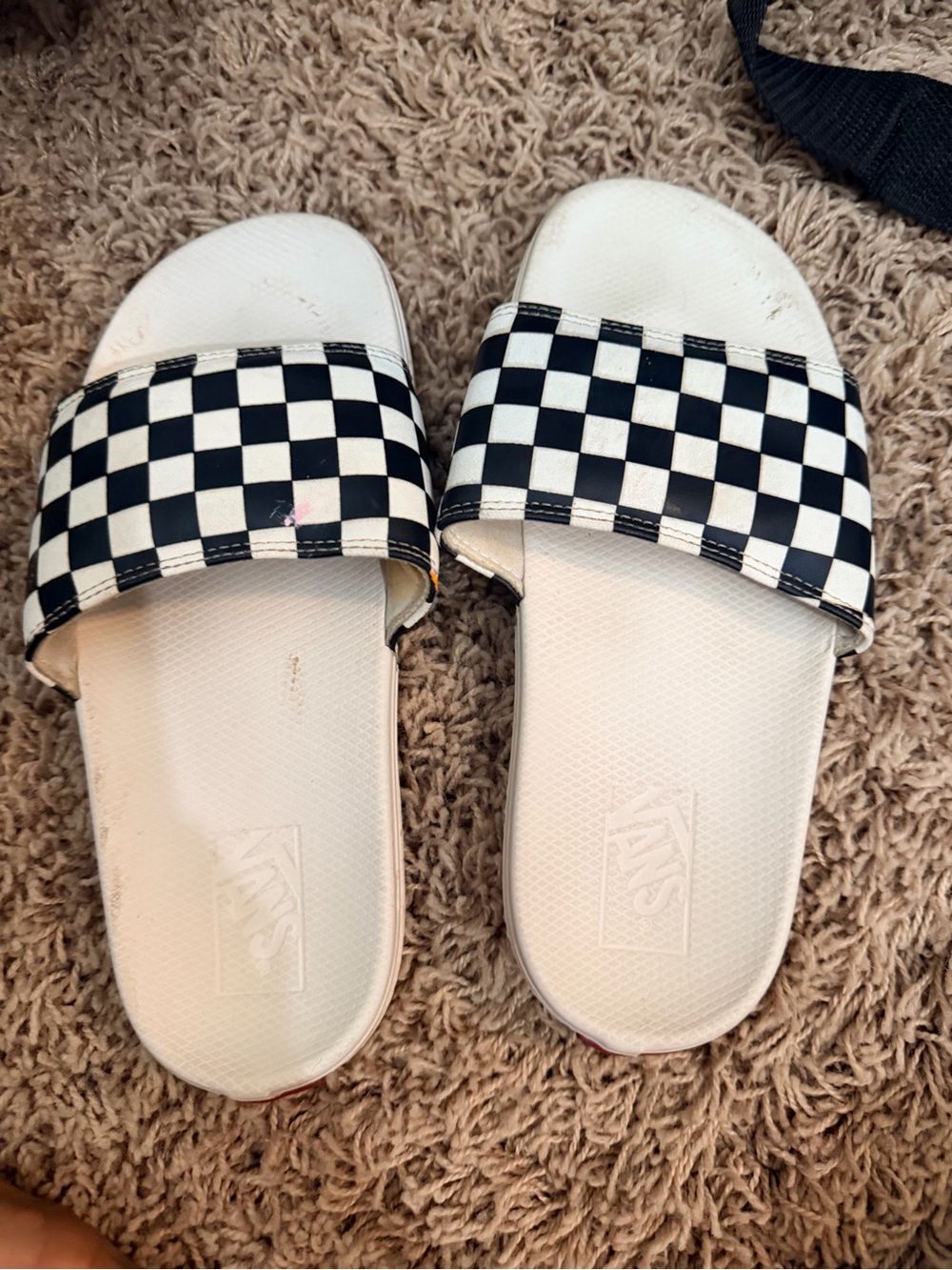 Vans Checkerboard Slide Sandals - White/Black Womens size 6